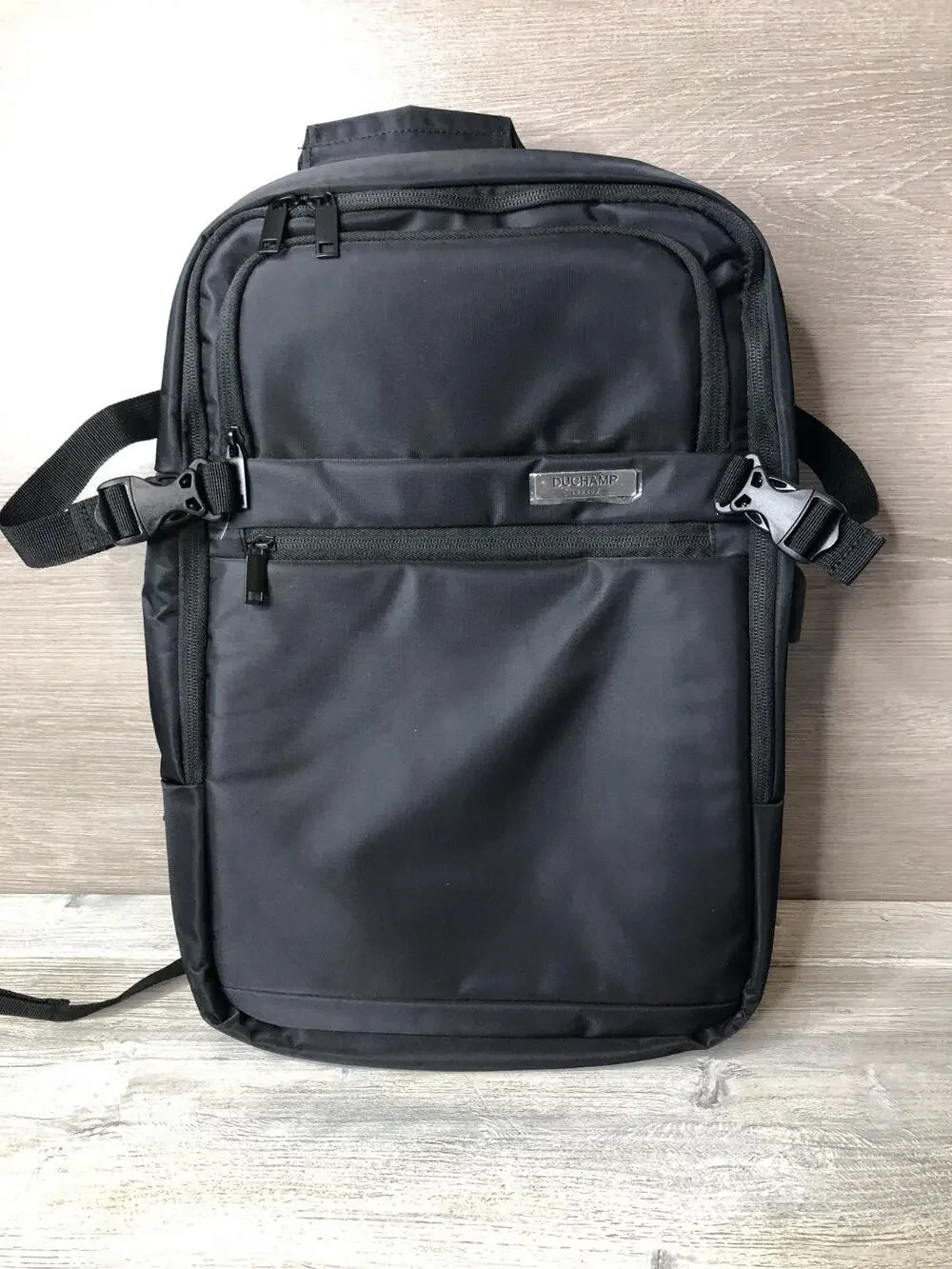 Duchamp London Black Laptop Travel Backpack Nylon Multiple Pocket Business Bag